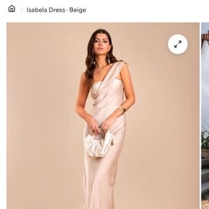 One-Shoulder Satin Maxi Dress — Champagne